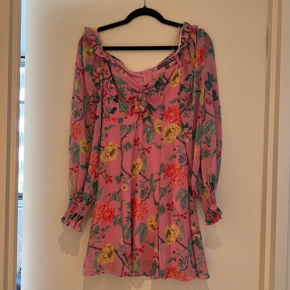 Pink floral long sleeve dress